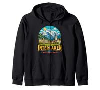 Souvenir de Voyage Vintage Interlaken Suisse Cadeau Monumental Sweat à Capuche