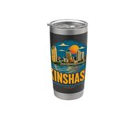 Souvenir de voyage vintage Kinshasa RD Congo Gobelet isotherme en acier inoxydable double paroi