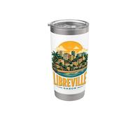 Souvenir de voyage vintage Libreville Gabon Gobelet isotherme en acier inoxydable double paroi