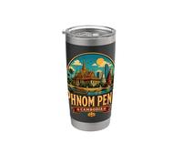 Souvenir de voyage vintage Phnom Penh Cambodge Gobelet isotherme en acier inoxydable double paroi
