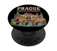 Souvenir de Voyage Vintage Prague Tchéquie Cadeau Touristique PopSockets PopGrip Adhésif