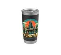 Souvenir de voyage vintage Pyongyang en Corée du Nord Gobelet isotherme en acier inoxydable double paroi