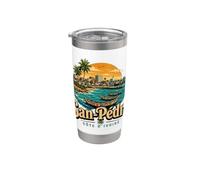 Souvenir de voyage vintage San Pedro Côte d'Ivoire Gobelet isotherme en acier inoxydable double paroi