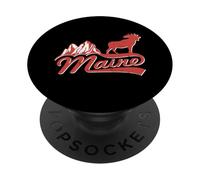 Souvenir de Voyage Vintage Silhouette de Montagne et d'orignal PopSockets PopGrip Adhésif