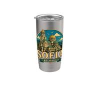 Souvenir de voyage vintage Sofia Bulgarie Gobelet isotherme en acier inoxydable double paroi