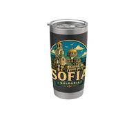 Souvenir de voyage vintage Sofia Bulgarie Gobelet isotherme en acier inoxydable double paroi
