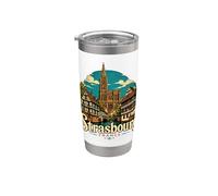 Souvenir de voyage vintage Strasbourg France Cadeau monument Gobelet isotherme en acier inoxydable double paroi