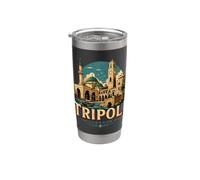 Souvenir de voyage vintage Tripoli Liban Gobelet isotherme en acier inoxydable double paroi