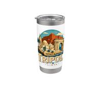Souvenir de voyage vintage Tripoli Libye, cadeau Gobelet isotherme en acier inoxydable double paroi