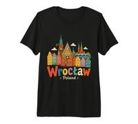 Souvenir de Voyage Wroclaw Pologne dessiné à la Main T-Shirt Haut de Gamme