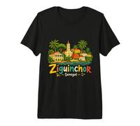 Souvenir de Voyage Ziguinchor Sénégal dessiné à la Main T-Shirt Haut de Gamme