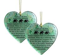 Souvenir d'éléphant sincère - Ornement en céramique en forme de cœur, cadeau d'amitié intemporel • Ornement éléphant de fraternité, décorations de sapin de Noël à suspendre en forme de cœur