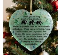 Souvenir d'éléphant sincère - Ornements uniques en céramique en forme de cœur d'amitié - Ornement d'éléphant de fraternité - Ornements de sapin de Noël à suspendre
