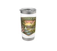 Souvenir des sources minérales du parc d'État de Saratoga Spa à New York Gobelet isotherme en acier inoxydable double paroi