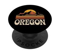 Souvenir d'État rétro des années 70 au Coucher du Soleil d'Oregon Mountain PopSockets PopGrip Adhésif