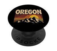 Souvenir d'État rétro des années 70 au Coucher du Soleil d'Oregon Mountain PopSockets PopGrip Adhésif