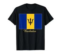 Souvenir Drapeau de la Barbade T-Shirt Graphique avec Valeur, Homme, Noir, M