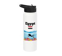 Souvenir Egypte Plongée Plongée Récifs Coralliens Drapeau Egypte Stainless Steel Insulated Water Bottle