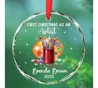 Souvenir en verre d'artiste de Noël 2025, décoration personnalisée pour le premier Noël en tant qu'artiste, cadeau pour les enseignants d'art, les amateurs de peinture, décoration en verre de peintre