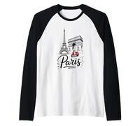 Souvenir Graphique d'art en Scooter des Monuments de Paris Manche Raglan