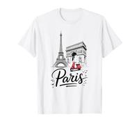 Souvenir Graphique d'art en Scooter des Monuments de Paris T-Shirt