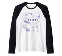 Souvenir Grec, icônes célèbres de Grèce, garçons et Filles Manche Raglan