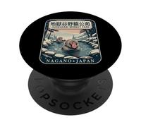 Souvenir Japonais des singes Jigokudani Snow Onsen du Parc de Nagano PopSockets PopGrip Adhésif