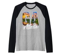 Souvenir Local du Centre-Ville d'Atlanta GA Skyline Sunset Georgia Manche Raglan