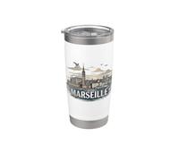 Souvenir rétro paysage de Marseille vintage Gobelet isotherme en acier inoxydable double paroi