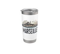 Souvenir rétro paysage de Marseille vintage Gobelet isotherme en acier inoxydable double paroi