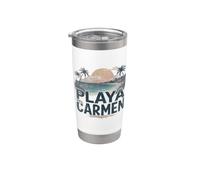 Souvenir rétro Playa del Carmen Paysage vintage Gobelet isotherme en acier inoxydable double paroi