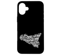 Souvenir Sicilia Con mappa e Nomi città siciliane Italia Coque pour iPhone 16 Plus