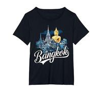 Souvenir Vintage de la Culture de Bangkok City Thaïlande Asie T-Shirt, Femme Grandes Tailles, Noir, 2X