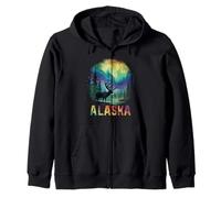 Souvenir Vintage des aurores boréales de l'Alaska The Last Frontier Sweat à Capuche