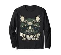 Souvenir Vintage New Hampshire Live Free Or Die Moose Manche Longue