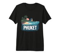 Souvenir Vintage Paysage de Phuket rétro T-Shirt Haut de Gamme