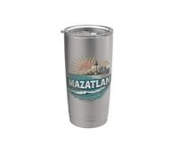 Souvenir vintage paysage Mazatlan rétro Gobelet isotherme en acier inoxydable double paroi