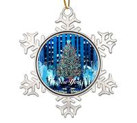 Souvenirs cadeaux de voyage pour arbre de Noël USA City New York Décoration de sapin de Noël souvenir villes dans les états de New York Décoration de Noël en métal Flocon de neige