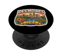 Souvenirs de la Capitale de l'État des Moines Iowa Souvenir City PopSockets PopGrip Adhésif