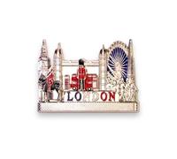 Souvenirs de Londres Aimants de réfrigérateur en métal - Aimant britannique Union Jack Angleterre - Décapsuleur magnétique (1, scène londonienne argentée)