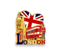 Souvenirs de Londres Aimants de réfrigérateur en métal - Aimant de réfrigérateur Union Jack Angleterre - Décapsuleur magnétique (1, cœur UJ doré)
