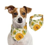Souvenirs de tournesols Frais imprimés,Bandanas pour Chien, écharpe en Coton, Bavoirs réglables pour Animaux de Compagnie,M