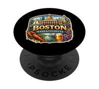 Souvenirs d'État de la Ville Souvenir de Boston Massachusetts PopSockets PopGrip Adhésif