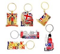 Souvenirs Lot de 6 porte-clés London - Porte-clés britannique - Porte-clés Londres - Porte-clés Union Jack - Porte-clés en métal Angleterre, multicolore, Mix sizes