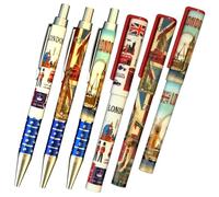 Souvenirs Lot de 6 stylos Londres - London Pen - Stylos Union Jack - Stylo britannique - Stylos à capuchon et clic d'Angleterre