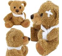 Souvenirs Peluche - Bon rétablissement - Environ 21 x 15 x 22 cm - Doudou en peluche avec bandage, ours malade, ours en peluche blessé