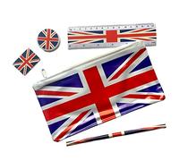 Souvenirs Trousse à crayons Union Jack London avec crayon, taille-crayon, règle et gomme en caoutchouc - UJ British School Set/UK Union Jack