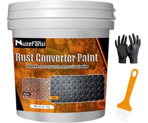 Souvik Convertisseur de Rouille 1000ml - Peinture Antirouille et Apprêt Métal Noir 2 en 1 - Traitement Inhibiteur de Rouille Durable pour Voitures, Portails, Outils et Surfaces Métalliques