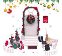 Souvik Kit de Noël 67 pièces - Accessoires de Noël - Décoration DIY pour Noël - Kit de Lutin de Noël pour Enfants avec boîte aux Lettres, Bottes, clôture, Couronne, échelle, kit de pâtisserie