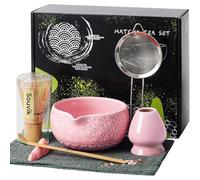 Souvik Kit Matcha 7 Pièces - Ensemble Complet avec Bol Bec Verseur, Fouet Chasen, Cuillère, Support, Tamis et Torchon - Accessoires pour Cérémonie du Thé Japonais - Idée Cadeau